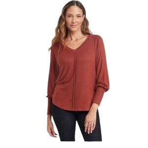 NWT Knox Rose Cashmere Like Brown‎ Long Sleeve Knit Top